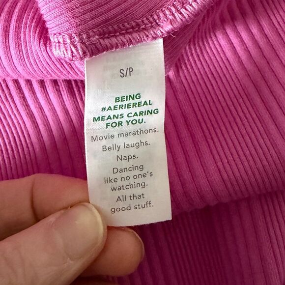 Aerie Pink Ribbed One-Shoulder Dress Women's Size Small - Picture 9 of 11